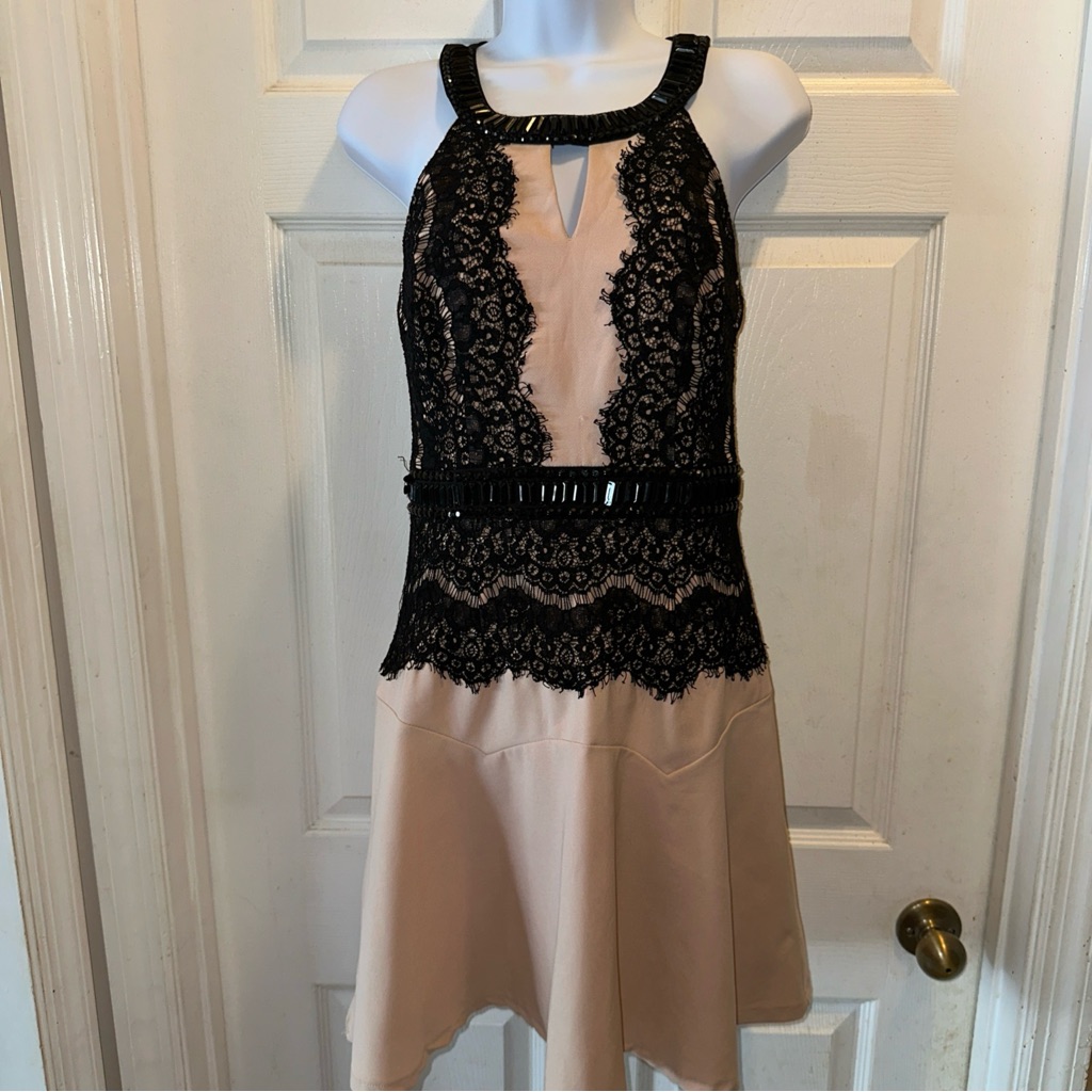 Chic Black And Cream Mini Dress
